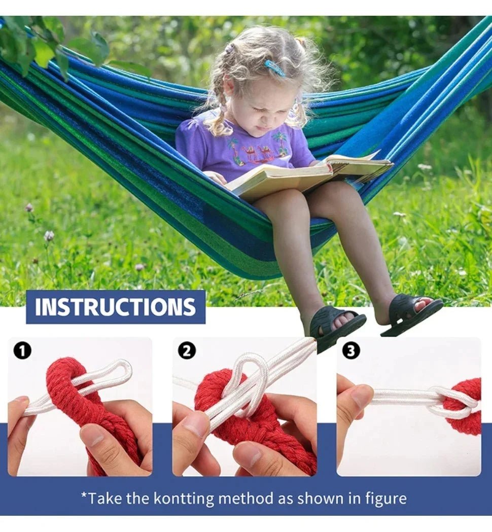 Outdoor camping hammock double thick swing lounge travel portable lightweight - silverfoxgoods